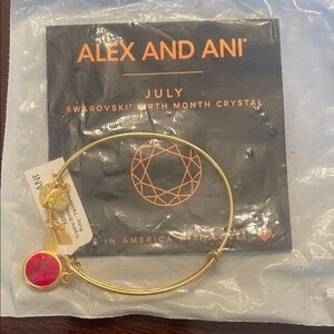 Alex and Ani Gold Bracelet July Forky birth month Crystal read NWT
